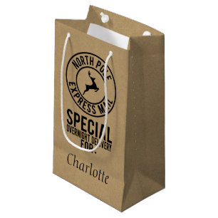Kraft & Black North Pole Delivery Name Gift Bag