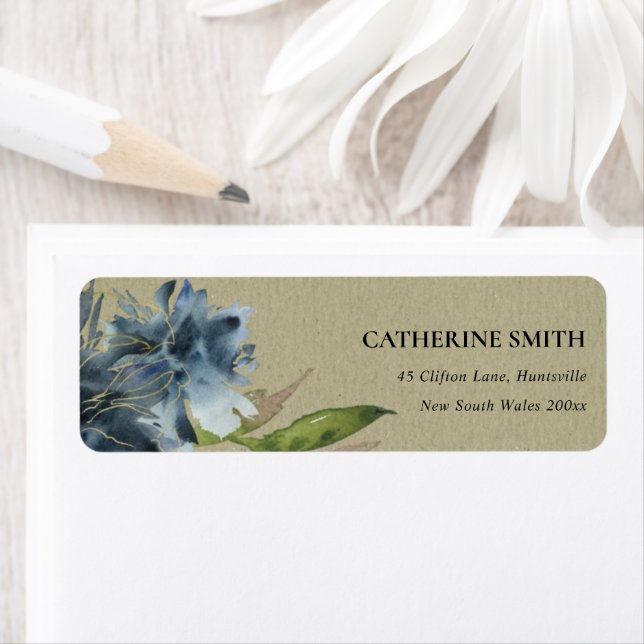KRAFT BLUE GREEN GOLD FLORAL WATERCOLOR ADDRESS (Insitu)