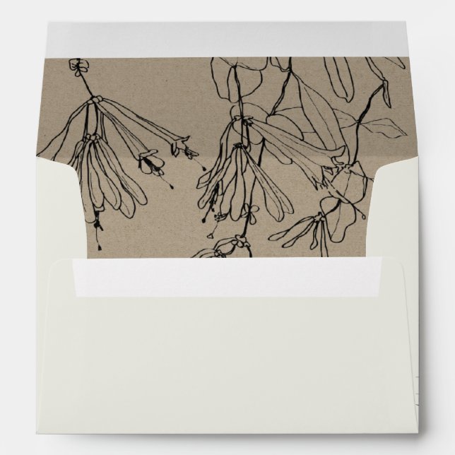KRAFT BLUSH OFF WHITE LINE DRAWING FLORAL ADDRESS ENVELOPE (Back (Bottom))