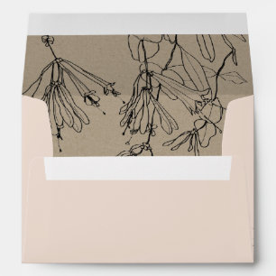 KRAFT BLUSH PASTEL LINE DRAWING FLORAL ADDRESS ENVELOPE