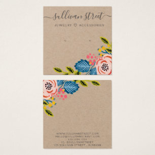 Kraft Boho Floral Earrings Jewellery Display Card