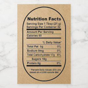 Kraft Bold Pint Honey Jar Nutrition Facts Label