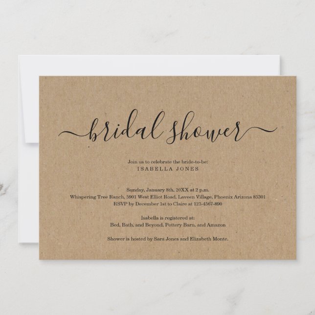 Kraft Bridal Shower Invitation (Front)