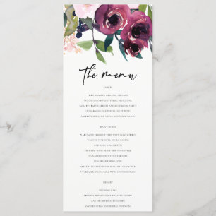 KRAFT BRIGHT BLUSH BURGUNDY FLORAL BUNCH WEDDING MENU