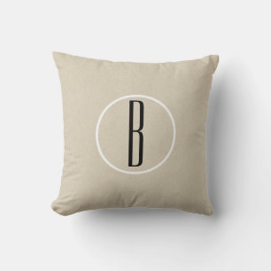 Kraft Brown Chic Monogram Letter Initial Rustic Cushion