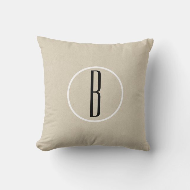Kraft Brown Chic Monogram Letter Initial Rustic Cushion (Front)