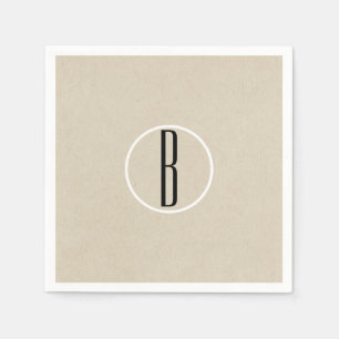 Kraft Brown Chic Monogram Letter Initial Rustic Napkin