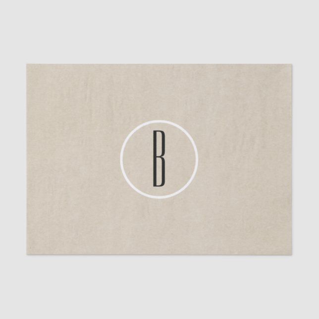 Kraft Brown Chic Monogram Letter Initial Rustic Tissue Paper (Front)