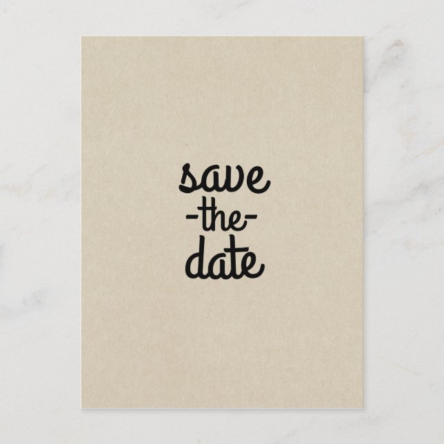 Kraft Brown Chic Rustic Wedding Save the Date Announcement Postcard (Front)