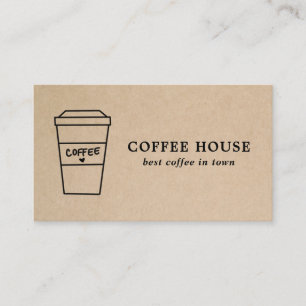 Kraft Brown Modern Cute Coffee Cup Business Card