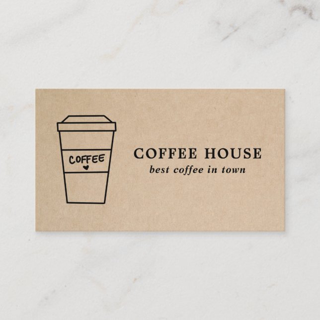 Kraft Brown Modern Cute Coffee Cup Business Card (Front)