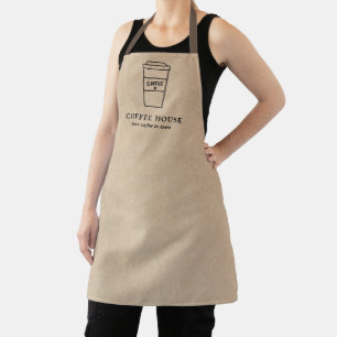 Kraft Brown Modern Simple Cute Coffee Cup Apron