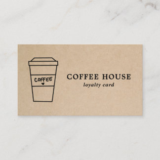Kraft Brown Modern Simple Cute Coffee Cup Loyalty Card