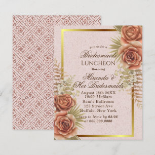 Kraft Brown Painted Floral Bridesmaids Luncheon Invitation