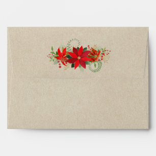 Kraft Brown Rustic Country Merry Christmas Flower Envelopes