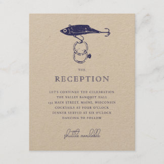 Kraft Brown Rustic Fishing Lure Rings Navy Blue Enclosure Card