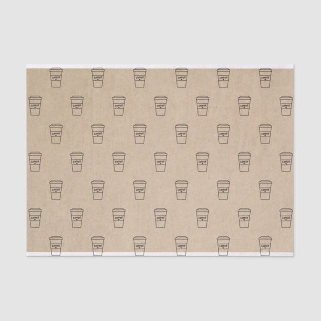 Kraft Brown Simple Cute Coffee Cup Pattern Tissue Paper (Front)
