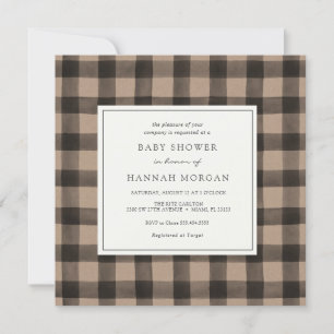 Kraft Buffalo Plaid Baby Shower Invitation
