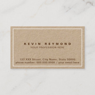 Kraft business card printed only at front side