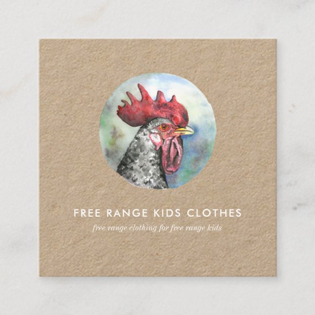 Kraft Business Card | Rooster Illustration (Front)