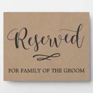 Kraft Calligraphy Reserved Seating Wedding Sign Plaque