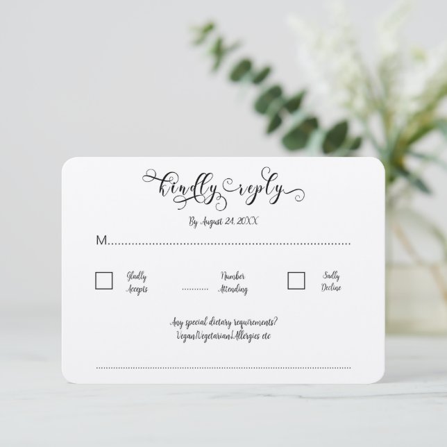 Kraft Calligrapy Script Traditional Wedding RSVP Enclosure Card (Standing Front)