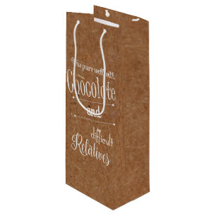 Kraft Chocolate And Wine Bottle Party Gift Bag