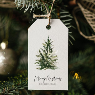 Kraft Christmas Green Tree Merry Christmas Gift Tags