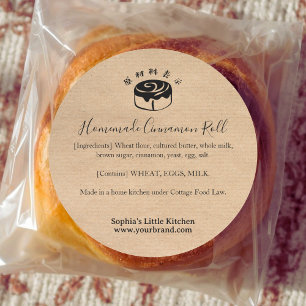 Kraft Cinnamon Roll Bakery Ingredient Simple Classic Round Sticker