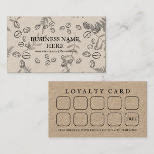 Kraft Coffee Beans Café Coffee Shop  Loyalty Card
