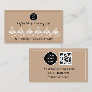 Kraft Coffee Shop Logo Business Reward Punch Loyalty Card