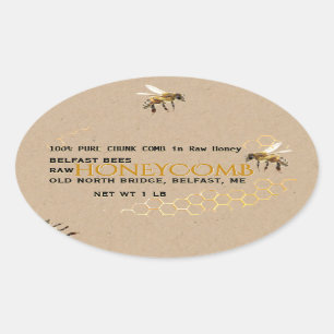 Kraft Comb Honey in Rectangle, Circle, Square or Oval Sticker