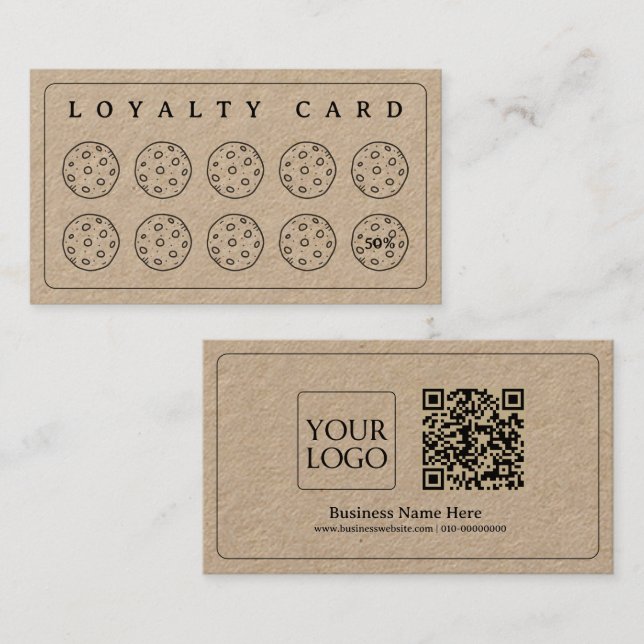 Kraft Cookies Bakery Coffee Shop Homemade Business Loyalty Card (Front/Back)