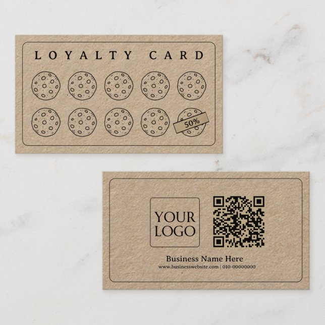 Kraft Cookies Bakery Coffee Shop Homemade Business Loyalty Card (Front/Back)