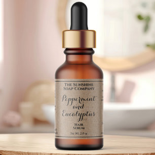 Kraft curly text cosmetics dropper bottle label 