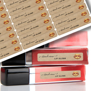 Kraft custom lip gloss labels gold LIps