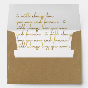 Kraft Decorative Gold Love Note Inside Lined Envelopes