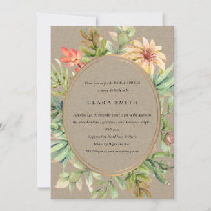 KRAFT DESERT SUCCULENT CACTI FOLIAGE BRIDAL SHOWER INVITATION