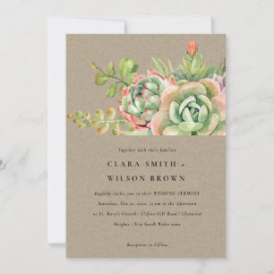 KRAFT DESERT SUCCULENT CACTI FOLIAGE BUNCH WEDDING INVITATION