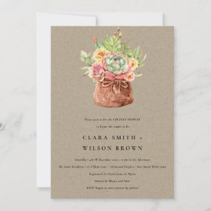 KRAFT DESERT SUCCULENT CACTI FOLIAGE COUPLE SHOWER INVITATION