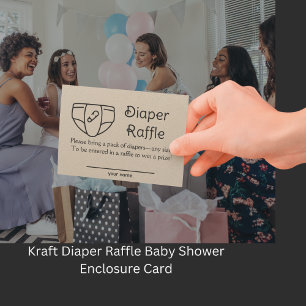 Kraft Diaper Raffle Baby Shower Enclosure Card