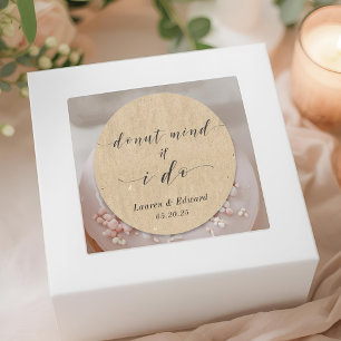Kraft Doughnut Mind If I Do Wedding Doughnut Favou Classic Round Sticker