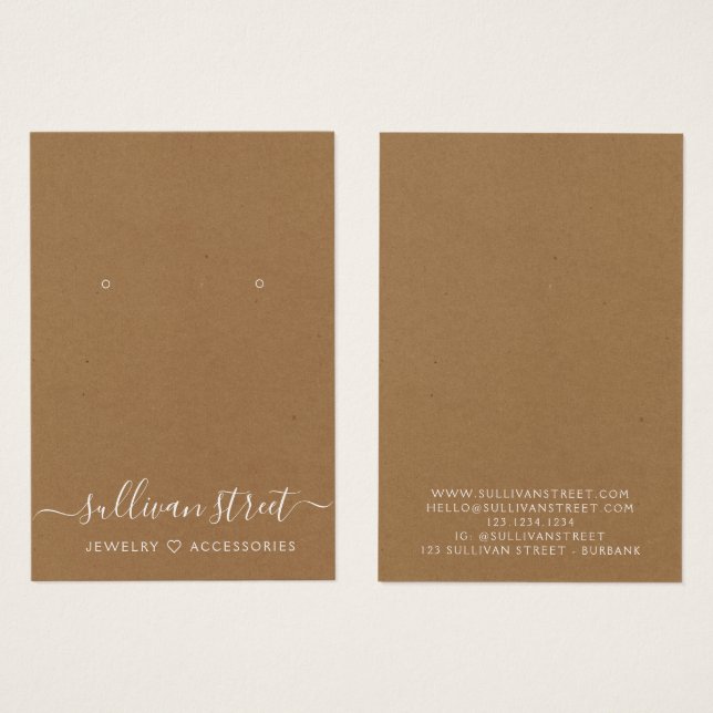 Kraft Earrings Jewellery Display Card (Front & Back)