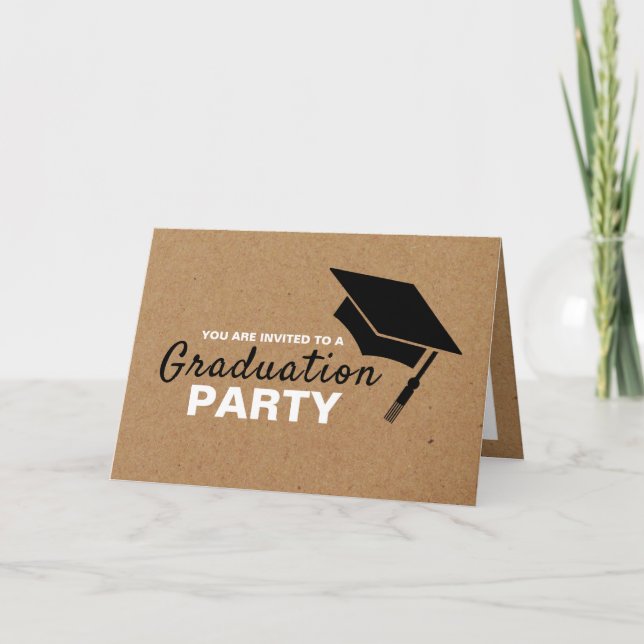Kraft Effect, Grad Cap, Photo Graduation Invite (Front)
