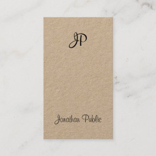 Kraft Elegant Script Modern Monogram Graceful Luxe Business Card