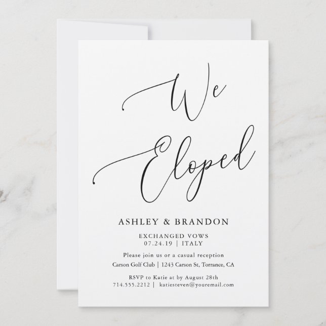 Kraft Elopement Announcement Cards | We Eloped (Front)