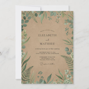 Kraft Eucalyptus Fern Wedding Invitation