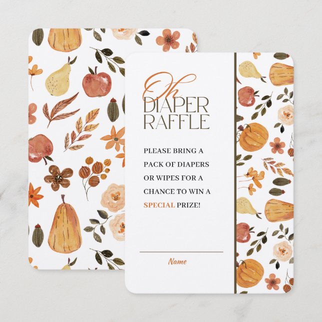 Kraft Fall Theme Baby Shower Diaper Raffle Invitation (Front/Back)