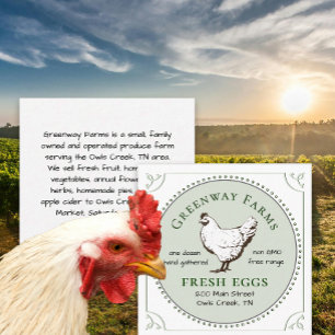 Kraft Farm Name Fresh Eggs Business Card with Hen
