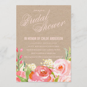 KRAFT FLORAL bridal shower invitation